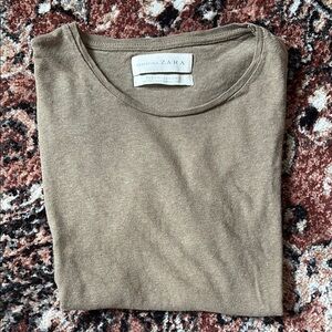 Zara tan linen t shirt